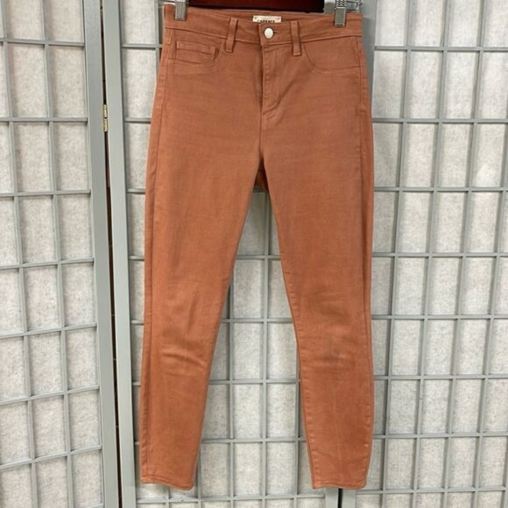 LAgence Margot Coated Womens Jeans size 26 Tan Denim Stretch High Rise.